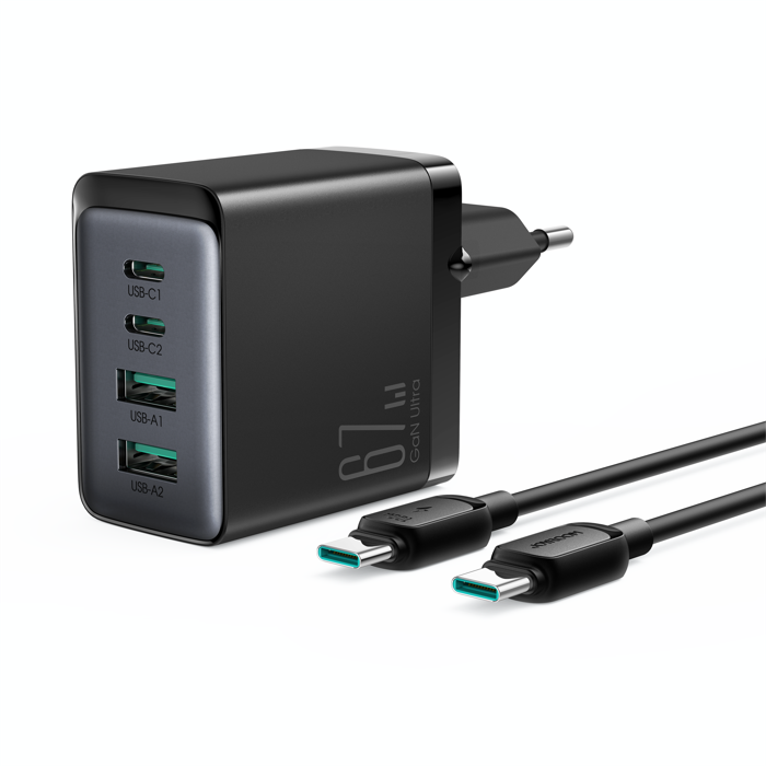 Joyroom jr-TCG02 GaN Ultra 67W 2C 2A Fast Charger with 100W Type-C to Type-C Cable 1.2m